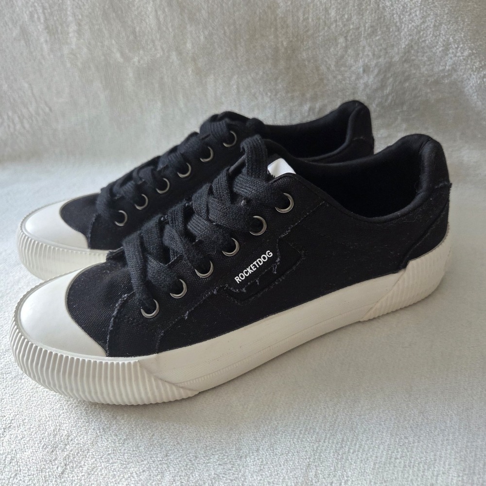 Rocket Dog Women's Cherry Canvas Cotton Sneaker Black Tennis Shoe 7.5‎ NWOB